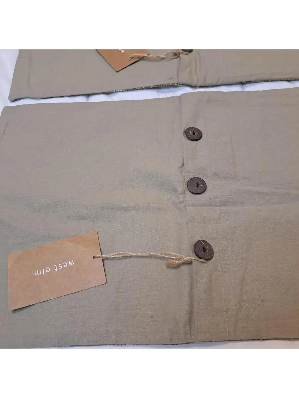 West Elm Tan And Gold Tone Pillow Case Lot Of 2 12×20 Rustic Chic Boho Decor